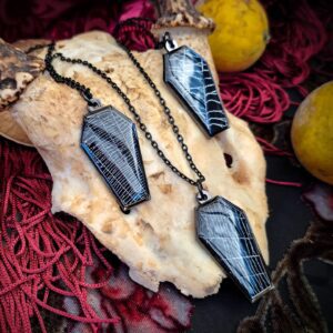 Real Spiderweb Coffin in Black (Necklace)